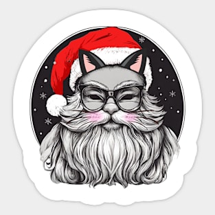 Santa Claus with cat ears and cat whiskers, Christmas festival Sticker